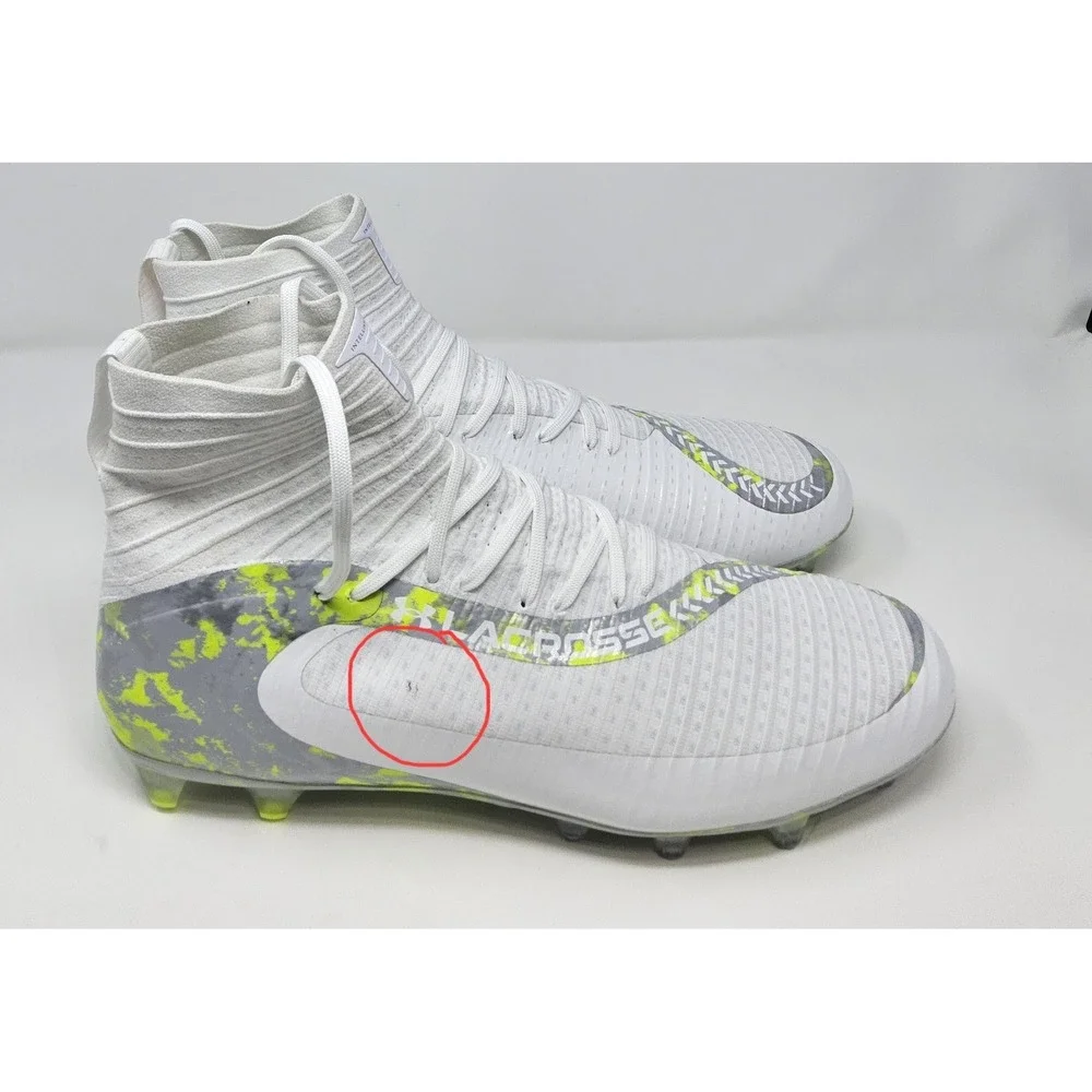 Under Armour Lacrosse Cleats Mens Sz 15 UA Highlight 2 MC White Neon Green Shoes